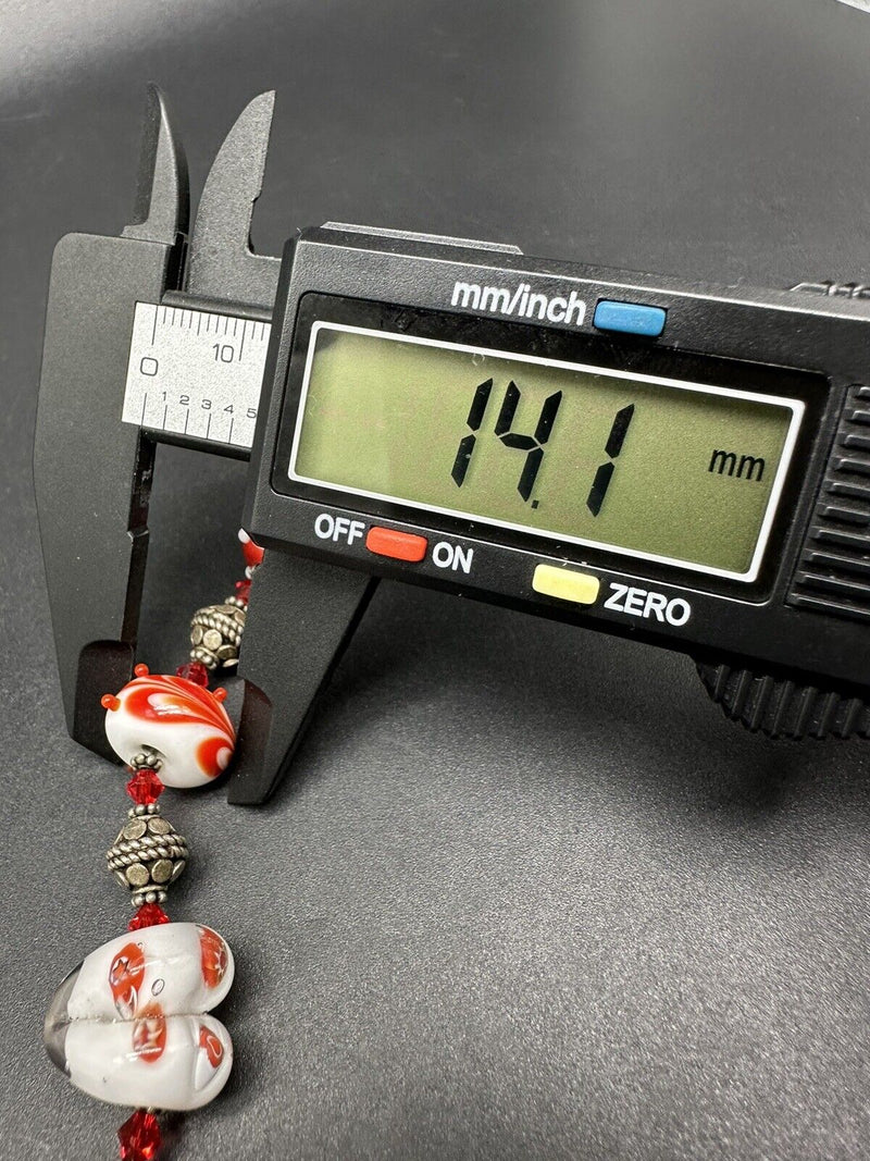 VINTAGE LAMPWORK GLASS BEAD Sterling Silver BRACELET 6.5”