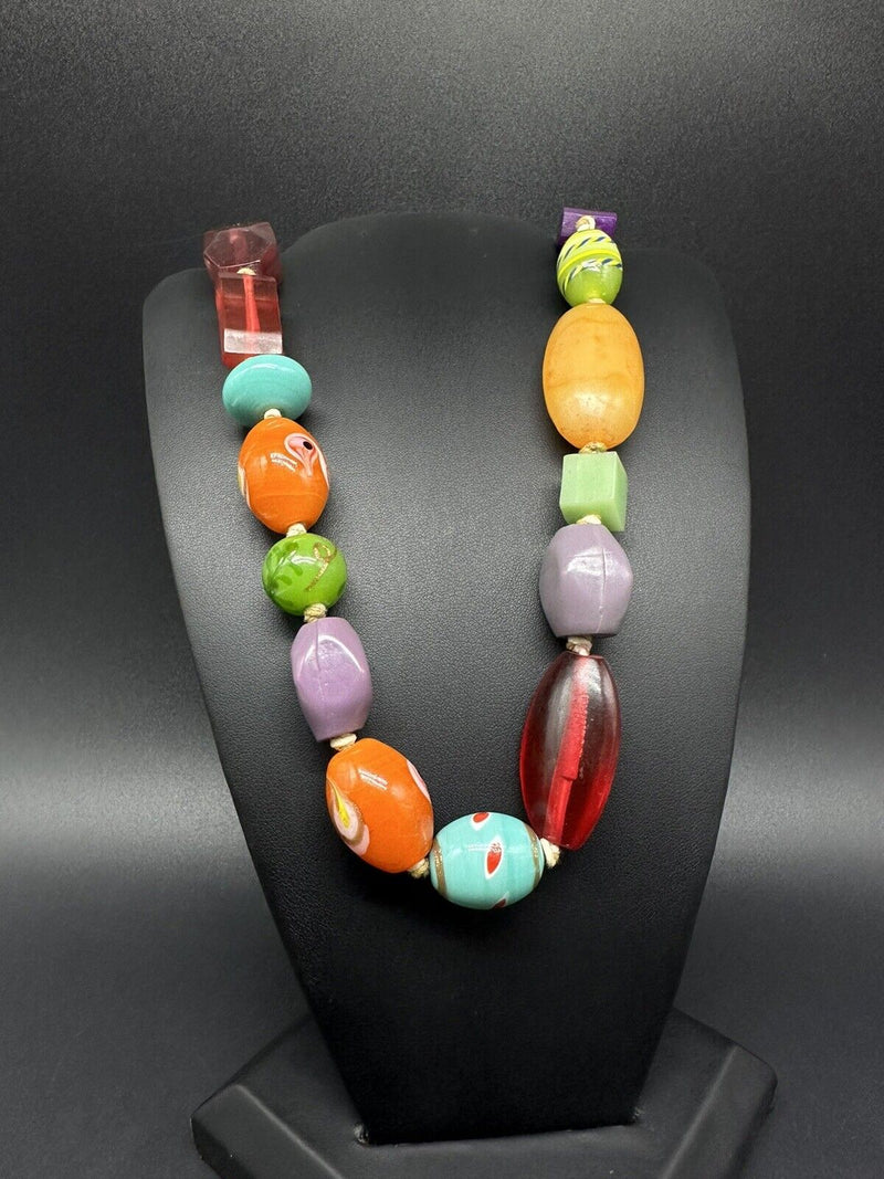 Necklace Art Glass Trade Bead Necklace 32”