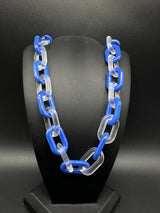 Blue And White/Translucent Cable Link Acrylic Chain Link Necklace 20”