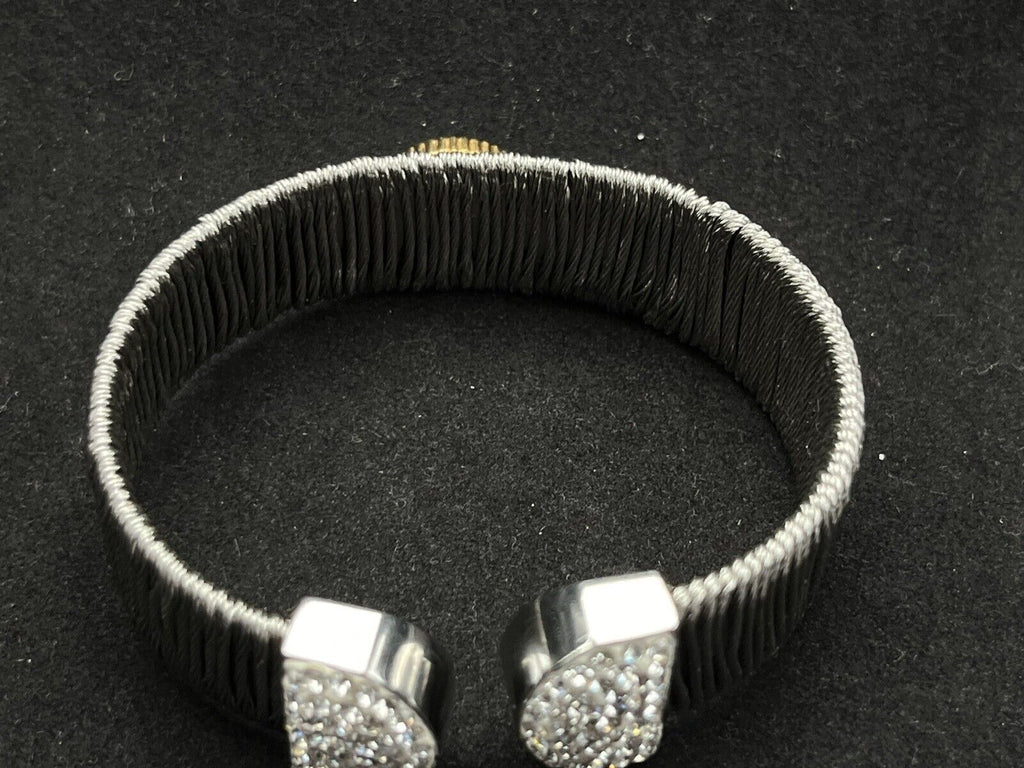 Elegant Pave Center Cuff Flexible Bracelet 7”