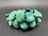 Flat Turquoise Wrap Bracelet- Turquoise Beaded Bracelet 7”