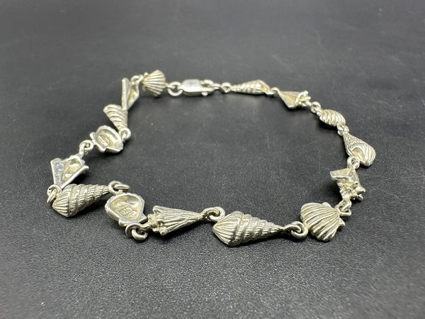 Sterling Silver Sea Shell Link bracelet 7” 7Gs