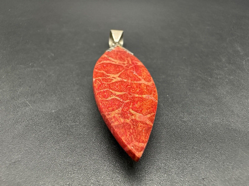 Natural Red Coral 925 Sterling Silver Pendant Jewelry 7Gs