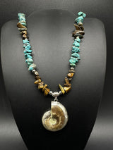 Turquoise Necklace natural shell pendant 20” 43Gs