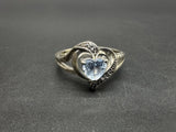 Synthetic Tanzanite Heart Sterling Silver Ring Sz 9.75