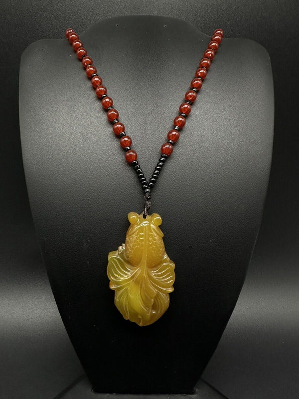 Agate Beaded Pendant Necklace 26”