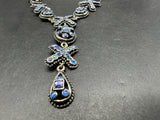 Vintage Statement BLUE RHINESTONE Y DROP NECKLACE 18