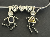 Vintage Large Sterling Silver Mom Charm Brooch~925 Safety Pin Dangle Kids Charms