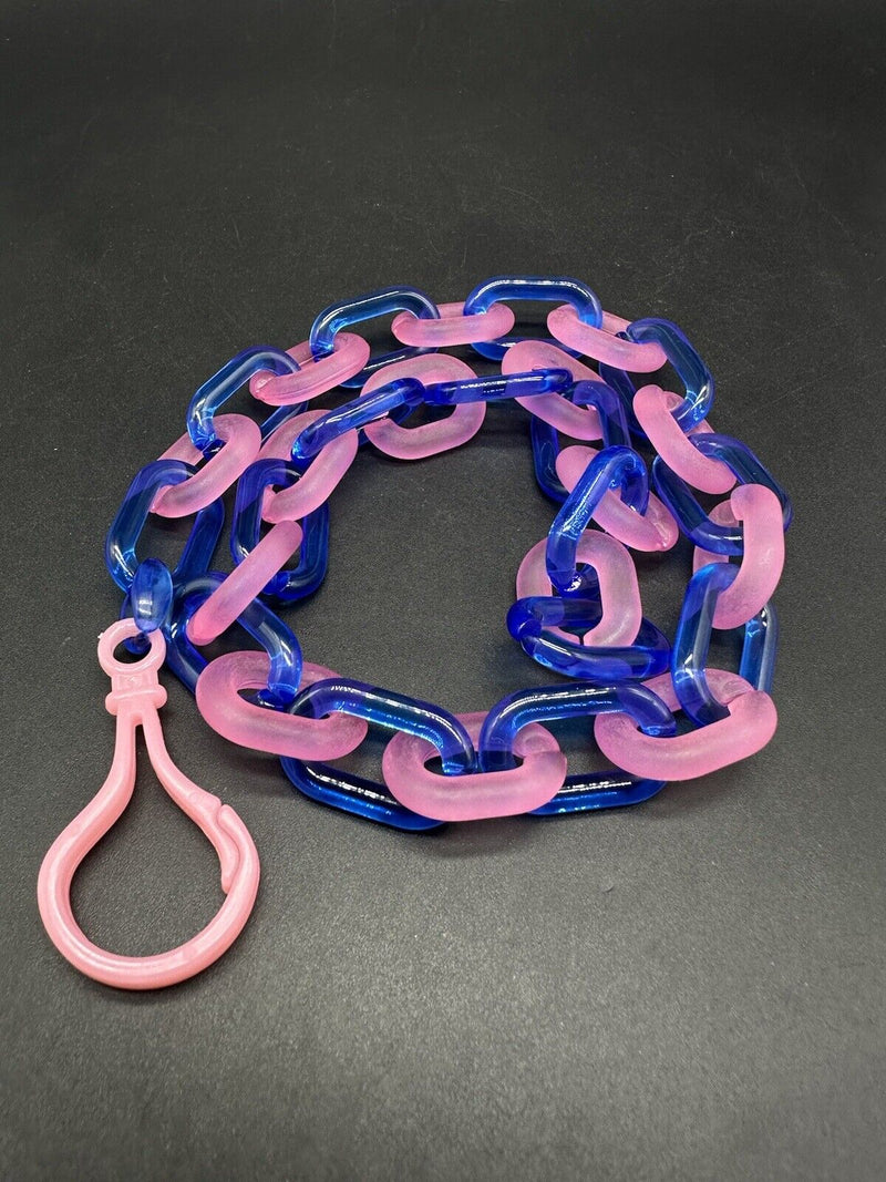 Pink And Blue Translucent Cable Link Acrylic Chain Link Necklace 20”