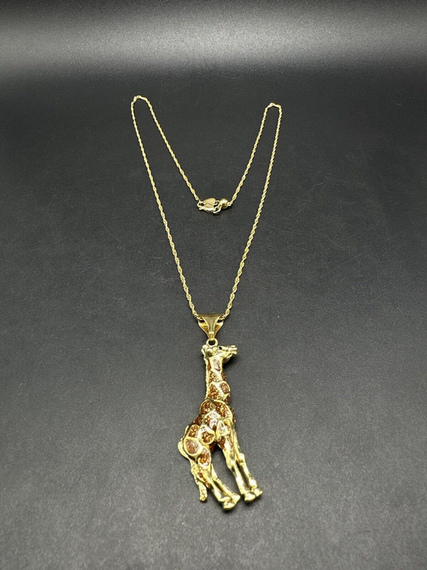 Karizia Spa KA 1772 Italy 925 Silver 24" Chain Giraffe Charm Pendant Necklace