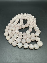 Vintage Pink Quartz Stone Necklace 34”