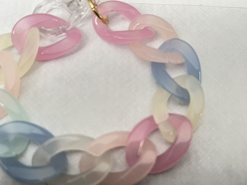 Pastel Acrylic Chain Link Bracelet 17”~ 6mm Thick~