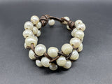 Artisan Braided Leather Strand Baroque Pearl Toggle Bracelet 8” & Necklace 22”