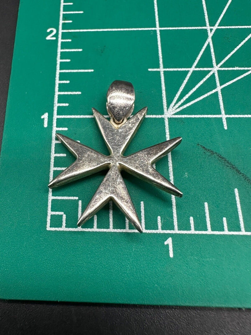 Sterling Silver Maltese Cross Solid Pendant 6Gs