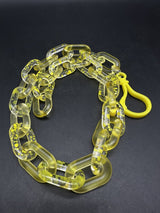 Yellow Translucent Cable Link Frosted Acrylic Chain Link Necklace 20”