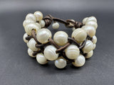 Artisan Braided Leather Strand Baroque Pearl Toggle Bracelet 8” & Necklace 22”