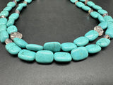 Sterling SilverTurquoise Blue Bead 2 Strand Statement 32” Necklace 67Gs