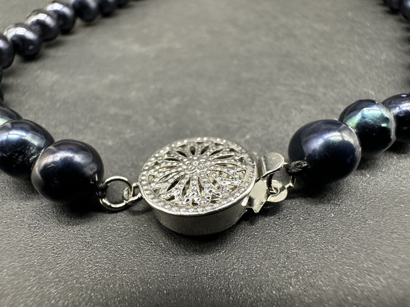 Black Baroque Genuine Pearl Necklace 18”