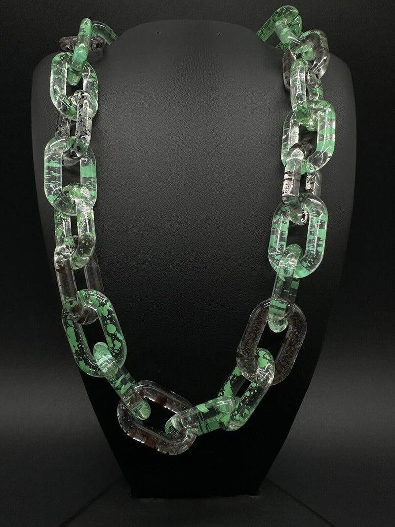 Clear Translucent Cable Link  Multicolor Acrylic Chain Link Necklace 20”