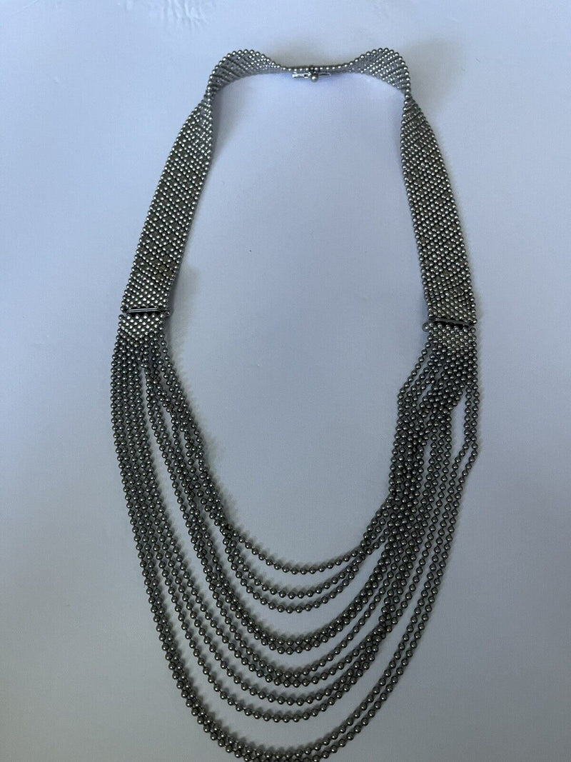 CAbi Villa? Silver Tone Convertible Liquid Metal Mesh Necklace 2 Bracelets 22”