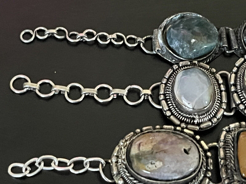 Tribal Bracelet Necklace Mixed Lot Silver  Semi-Precious Stones Artisan Boho