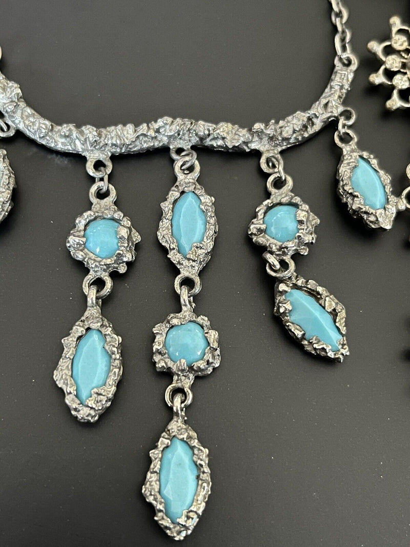 Vintage Victorian Turquoise Faux Stone Lot Of Jewelry~ Missing Stones