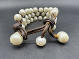 Artisan Braided Leather Strand Baroque Pearl Toggle Bracelet 8” & Necklace 22”