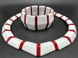 Vintage Lucite White and Red Necklace 19”  & Bracelet 8” Set