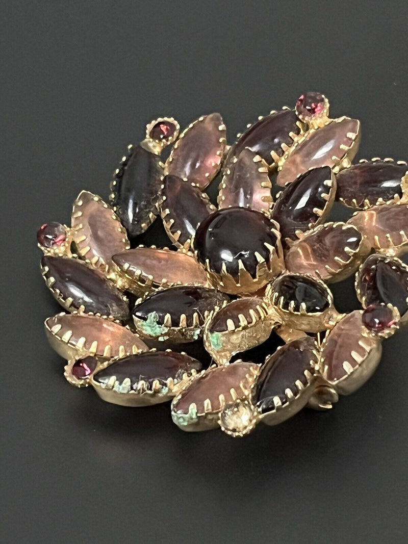 Schreiner? Purple Pink Cabochons JELLY BELLY Unsigned Brooch~ FLAWS PRESENT