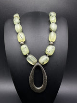 Vintage SILPADA Sterling Silver Prehnite Stone Pendant Necklace 18” 108Gs