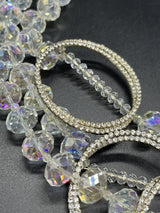 VTG Crystal Necklace Clear Aurora Borealis Statement Rhinestone Multi Strand 20"