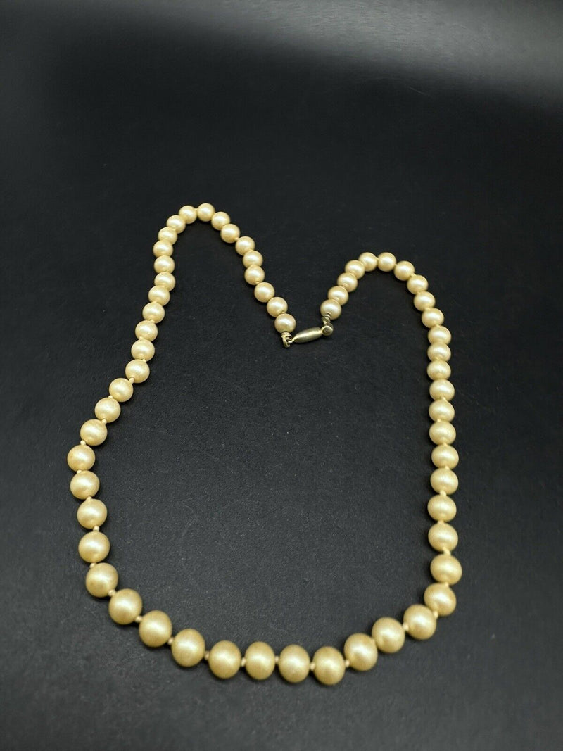 Vintage Genuine Pearl Gold Plated Clasp Necklace 17”