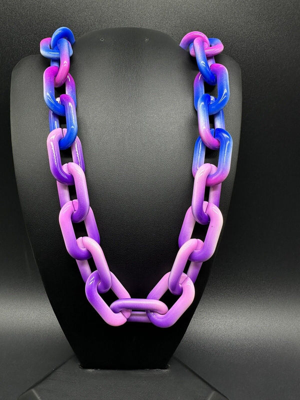 Blue & Purple Ombré Cable Link Acrylic Chain Link Necklace 20”