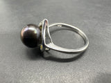 925 Sterling Silver Tahitian Pearl Heart Statement Ring Sz 9