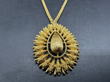 Vintage Monet Textured Goldtone Pendant Necklace Signed 19”