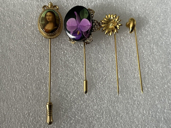 Vintage Monet Trifari Sarah Cov Stick Pins Lot of 4