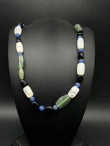 Vintage Stone Polished Statement Necklace 20”