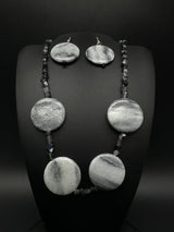 Italian Marble & Czech Glass  Necklace Bracelet & Earrings Set 16”