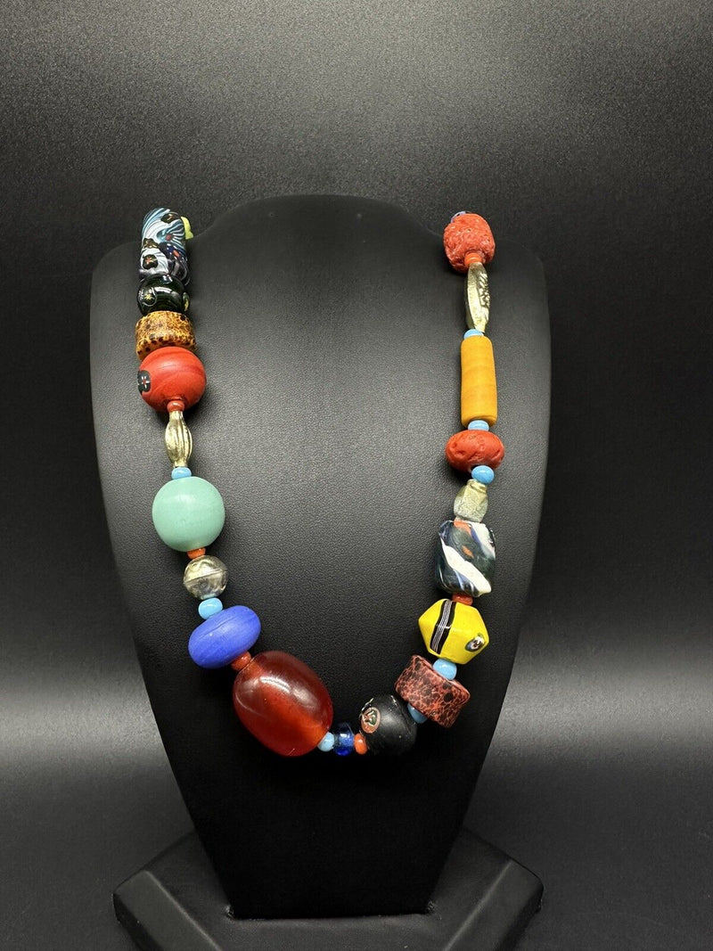 Bohemian Tribal Bead Necklace 40”