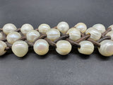 Artisan Braided Leather Strand Baroque Pearl Toggle Bracelet 8” & Necklace 22”