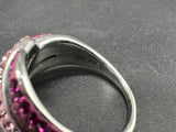 2 Tone PINK Pave CRYSTAL 925 Sterling Silver RING - 7