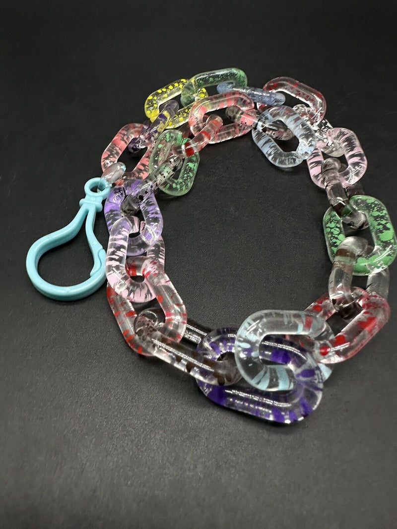 Clear Translucent Cable Link  Multicolor Acrylic Chain Link Necklace 18”