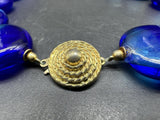 VTG Blue Czech Art glass Stone Statement Necklace 18”