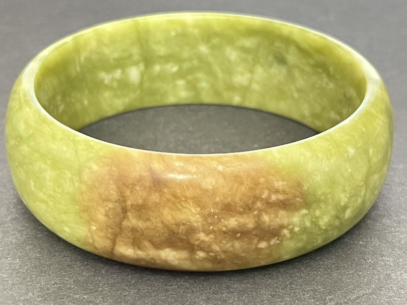 Vintage Chrysoprase? Solid Gemstone Bangle Bracelet 8"