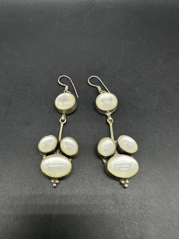 Sterling Silver Moonstone Earrings Dangle Drop