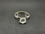 Estate Jewelry Round Cubic Zirconia Solitaire Ring Sterling Silver Size 7.5