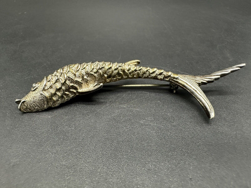 925 SIGNED STERLING SILVER KOI FISH BROOCH