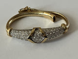 Vintage 14k Pure Gold Omega Dome Pave Diamond Bracelet 4.65 Carats~25 grams~5mm