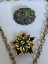 vintage jewelry lot Signed Miriam Haskell Necklace & Unsigned Brooches Mixed Lot