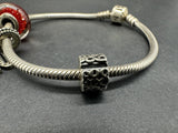 Pandora 925 Sterling Silver Murano Bead Age 40 Charm Bracelet +2 Charms 6.75”